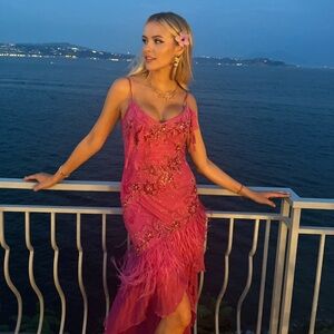 Elegant Pink Embellished Dress